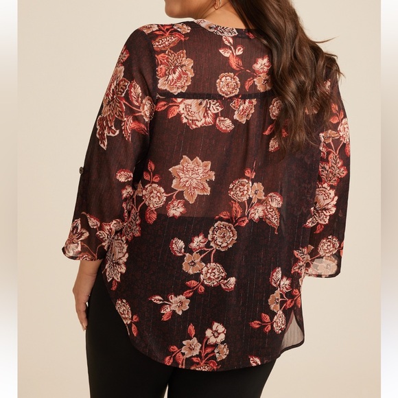 Maurice’s Atwood Floral 3/4 Sleeve Floral Blouse - Picture 2 of 4